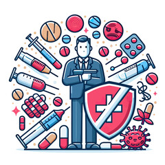 set of medical  and drugs and anti drugs day  icons 