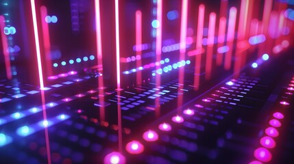 Captivating Neon-Lit Equalizer Background with Dynamic Sound Wave Visuals