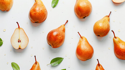 Tasty baked pears on white background