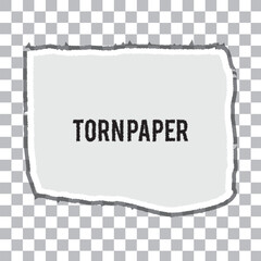 Piece of torn white paper with soft shadow on transparent background