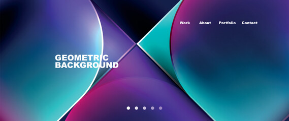 Circles and lines. Bright colorful geometry with glassmorphism effect. Vector Illustration For Wallpaper, Banner, Background, Card, Book Illustration, landing page