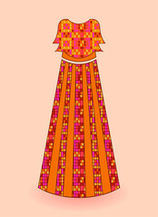 Orange Vector illustration Party Long frock maxi prom dress details for various occasions and events