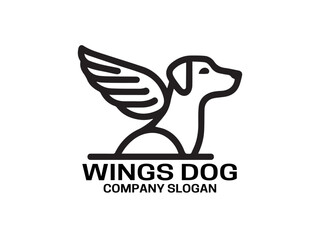 Wings Dog Logo Design Vector Template