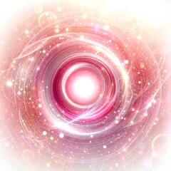 Pink and White Abstract Background with Glowing Circles and Sparkles