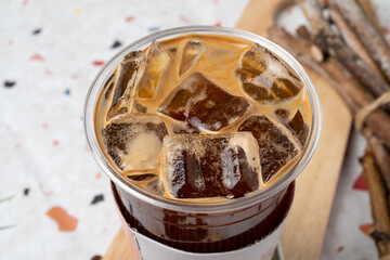 Cafe, coffee, americano, iced, caramel, macchiato, latte, chocolate, maple, croiffle, croissant, waffle, Nutella, brown, cheese