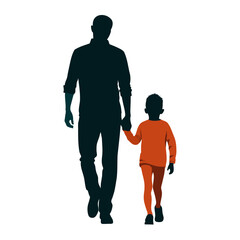 Father's day illustration walking father with his son