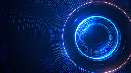Obraz premium Glowing lines forming abstract circles against a dark blue backdrop