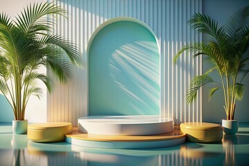 minimal scene with platform Summer background vector 3d rendering with podium. stand