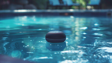 Floating Bluetooth speaker with waterproof design, allowing it to be used in pools or hot tubs, providing music playback and hands-free calling even while swimming or relaxing in water.