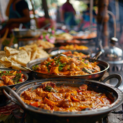 Fototapeta premium Delicious Street Food Delights in a Bustling Market