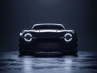 Sleek Black Sports Car in Studio Lighting - Modern Automotive Elegance