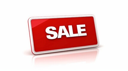 a flat illustration of a red rectangle label with the text "SALE"