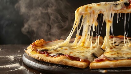 Indulge in Gooey Goodness: Dive into our Cheesy Pizza Slice Special!. Concept Food Special, Cheesy Pizza, Delicious Flavor, Savory Slices, Pizza Lovers