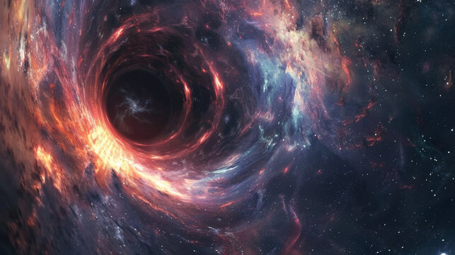 In the vastness of space, black holes exert their gravitational pull, bending light and distorting the fabric of spacetime