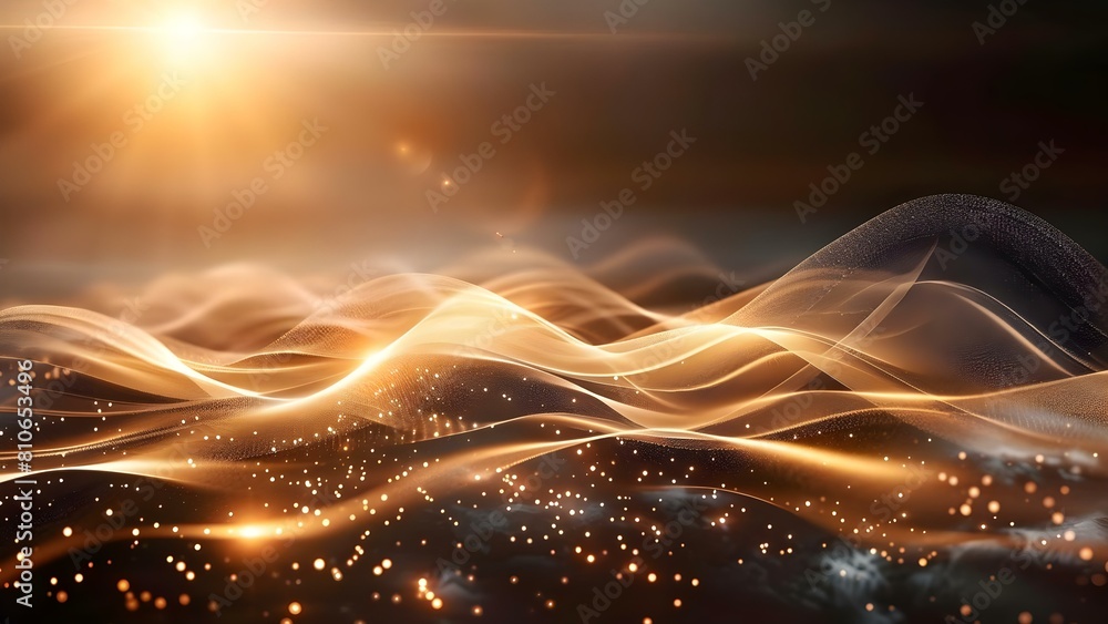 Poster futuristic data visualization wave connecting neural network in motion on earth. concept futuristic 