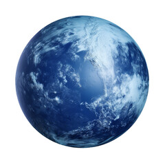 The image shows a beautiful blue planet with a white cloud.