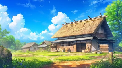 Obraz premium 田舎にある一軒の古民家、日本16