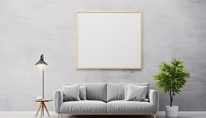 Modern living room indoor design with the scene of a  sofa, modern sofa with walls poster mockup