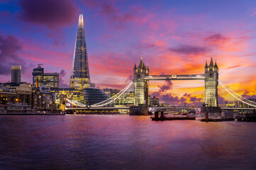 Discover the breathtaking London skyline featuring The Shard, Tower Bridge and River Thames