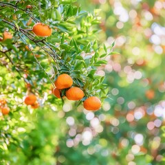 Sun-Kissed Citrus: Tangerines Ripening on Garden Branches