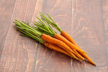 Young raw carrot heap isolated