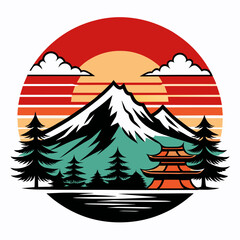  Mountain landscape vector illustration.
