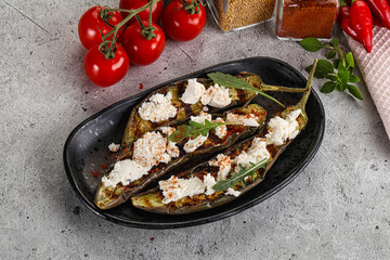 Grilled eggplant with feta cheese
