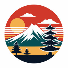  Mountain landscape vector illustration.
