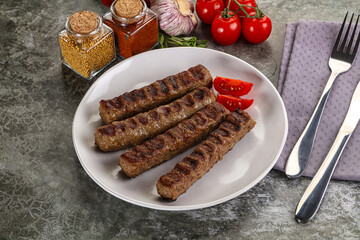 Grilled beef kebab minced meat