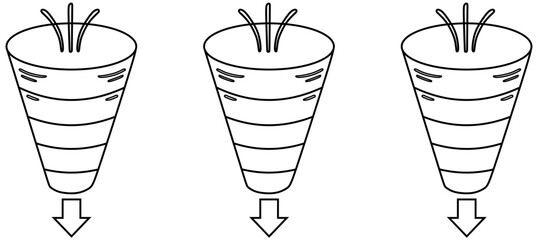 Sale, marketing funnel doodle. Funnel conversion hand drawn sketch style icon. Business marketing, sale filter doodle drawn concept. Vector illustration