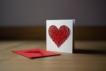 2. Romantic red card featuring a heart-shaped cutout, ideal for special occasions or heartfelt...