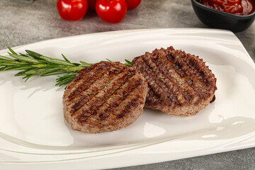 Grilled two beef burger cutlet