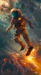 Fototapeta premium Scuba diver exploring the underwater world like a modern knight