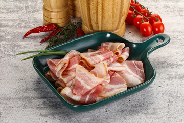 Raw pork bacon for breakfast