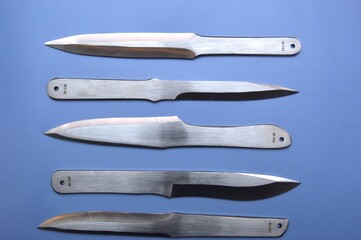 set of knives on a white background