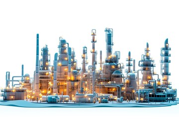 oil refinery with many distillation towers and other equipment.