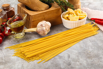 Raw dry Italian pasta - spaghetti