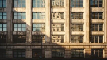 office building with its windows reflecting the passage of time 