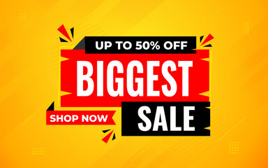 Biggest sale banner. Biggest sale of the year banner. Sale and discounts Biggest sale, Promotion special marketing poster design for digital and print market.
