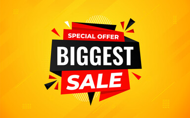 Biggest sale banner. Biggest sale of the year banner. Sale and discounts Biggest sale, Promotion special marketing poster design for digital and print market.