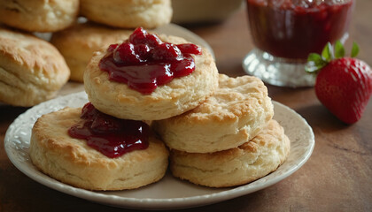 flaky buttermilk biscuits with strawberry jam