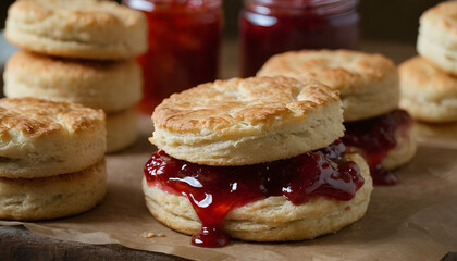 flaky buttermilk biscuits with strawberry jam