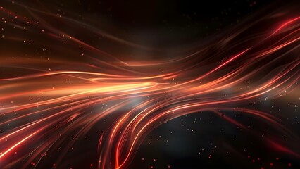 Fototapeta premium Abstract dark background with red glowing curve lines for modern tech theme. Concept Abstract Design, Dark Background, Red Glow, Curve Lines, Modern Tech Theme