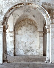 Fototapeta premium Architectural detail of an old building with arches and columns