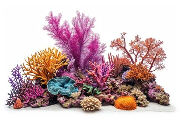 Vibrant coral reef ecosystem photo on white isolated background