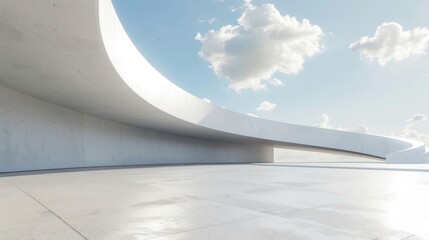 futuristic concrete architecture with a car park, and empty square floor.