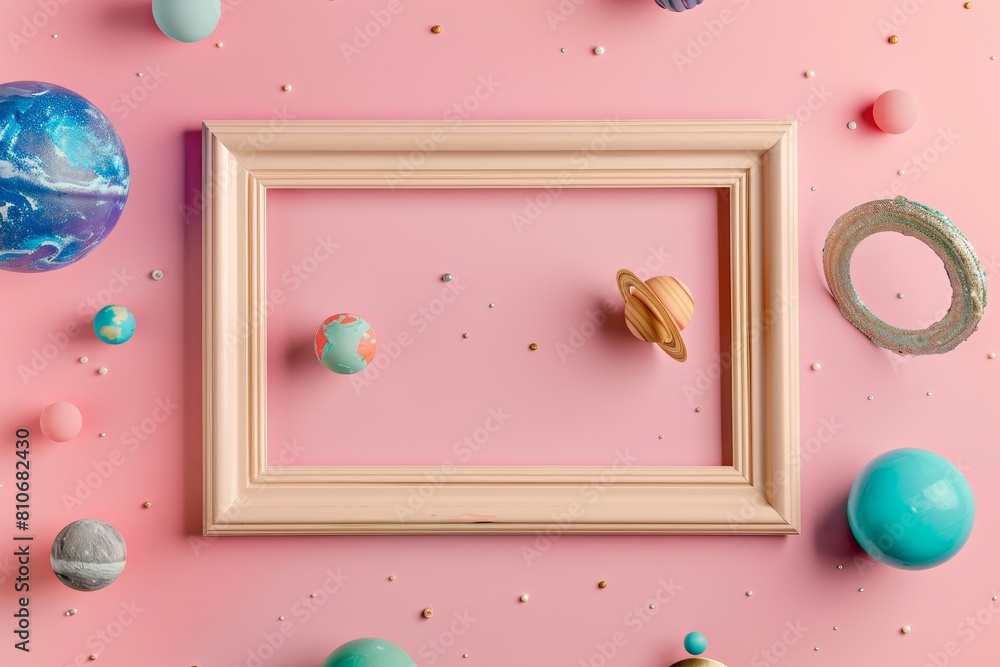Poster a frame with a picture of planets and a star in it