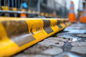 Underneath the yellow construction, background tape caution. Generative Ai