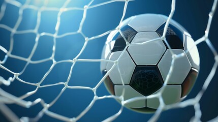Soccer Ball Hitting the Back of the Net in a Goal. Generative ai