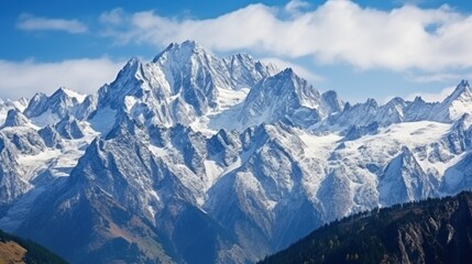 Fototapeta premium mountain range with snow-capped peaks, 